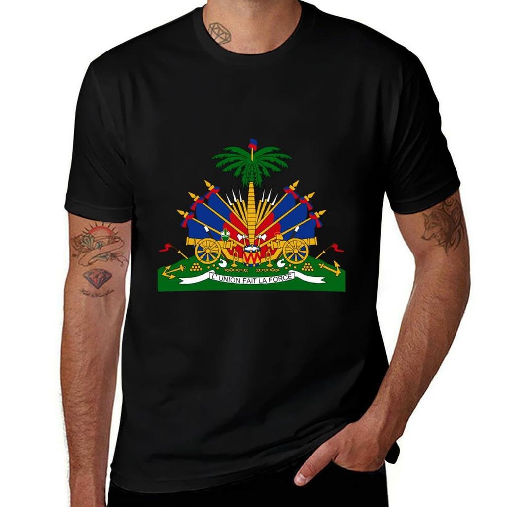 Haiti Emblem Coat Of Arms Flag Symbol L'union Fait La Force T-Shirt Cotton T Shirts High Quality Anime T Shirts Oversize T-Shirt