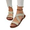 2025 Summer New Flat-soled Sandals Women's Cross Elastic Band Roman Beach Shoes Open-toed Foreign Trade Large-size Women's Shoes
