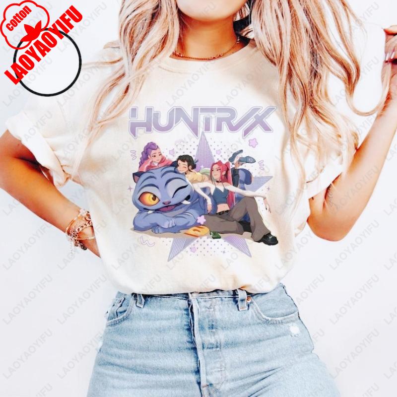 Kpop Huntrix Dämonenjäger Kleidung Mira Rumi Zoey Derpy Tiger T-Shirts Geschenke für Fans Männer Frauen Baumwolle Alles Kombinierbar Camisetas T-Shirt