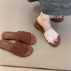 Flat-bottomed Cool Slippers 2025 Summer French Gentle Fairy Vacation Beach One-word Slope and Roman Cool Slippers