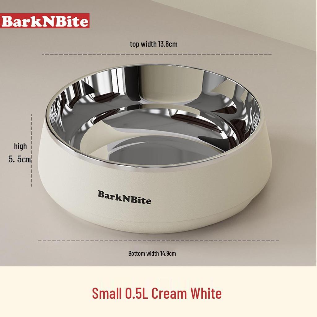 Non-Slip 304 Stainless Steel Pet Food & Water Bowl - Protects Cervical Spine, Large Diameter, Ideal for Dogs and Cats.