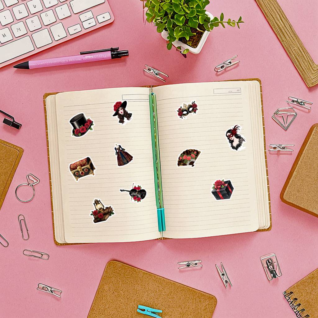 35pcs Gothic Vintage Stickers Elegant Floral DIY Stickers Stickers For Notebook Luggage Mobile Phone Cup Guitar DIY