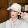 Autumn and Winter Women's Hats Hollow Cap Padded Warm Duck Tongue Cap Cold-proof Knitted Cap Thickened Wool Cap  Beret