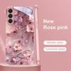 Pink Cherry Blossom Printed Tempered Glass Phone Case Suitable for Samsung Galaxy S26 S25 S24 S22 S21 S20FE/Ultra/Plus Anti Drop