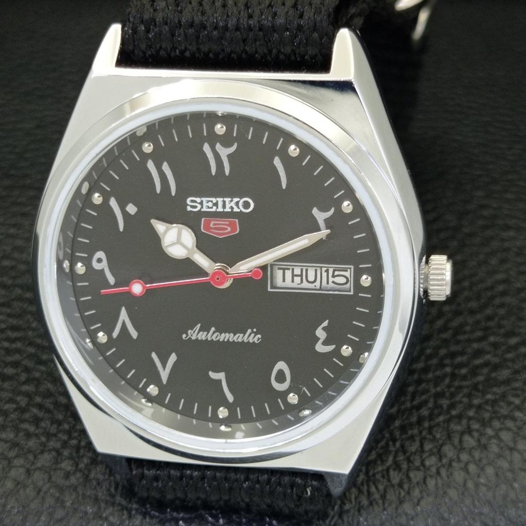 AUTOMATIC VINTAGE REFURBISHED SEIKO 5 JAPAN 6309A MENS BLACK WATCH a441338-5 Sk-a441338