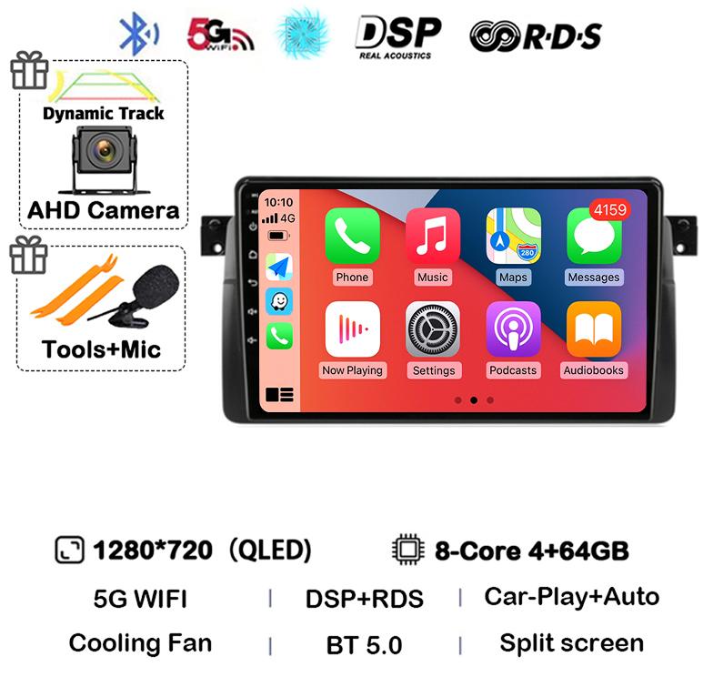 Android 14 Car Radio For BMW E46 M3 1998-2006 Multimedia Video Player 2Din 4G WIFI GPS Navigation Carplay Head Unit 360 Camera