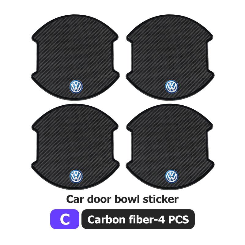 Hub Caps For Volkswagen VW Car Threshold Sticker Door Handle Bowl Scratch Protect Stickers Scirocco Jetta Beetle Golf 4 5 6 Pass