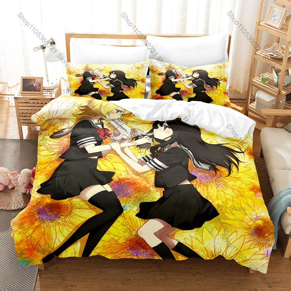 Cool Thrilling Japanese Anime Mahou Shoujo Site Duvet Cover + 2 Pillowcases, Mysterious Dark Magical Character Design Bedding Se