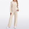 Women's Fashion Casual Long-Sleeve Solid Color Blocked Hoodie And Wide-Leg Pants Two-Piece Set