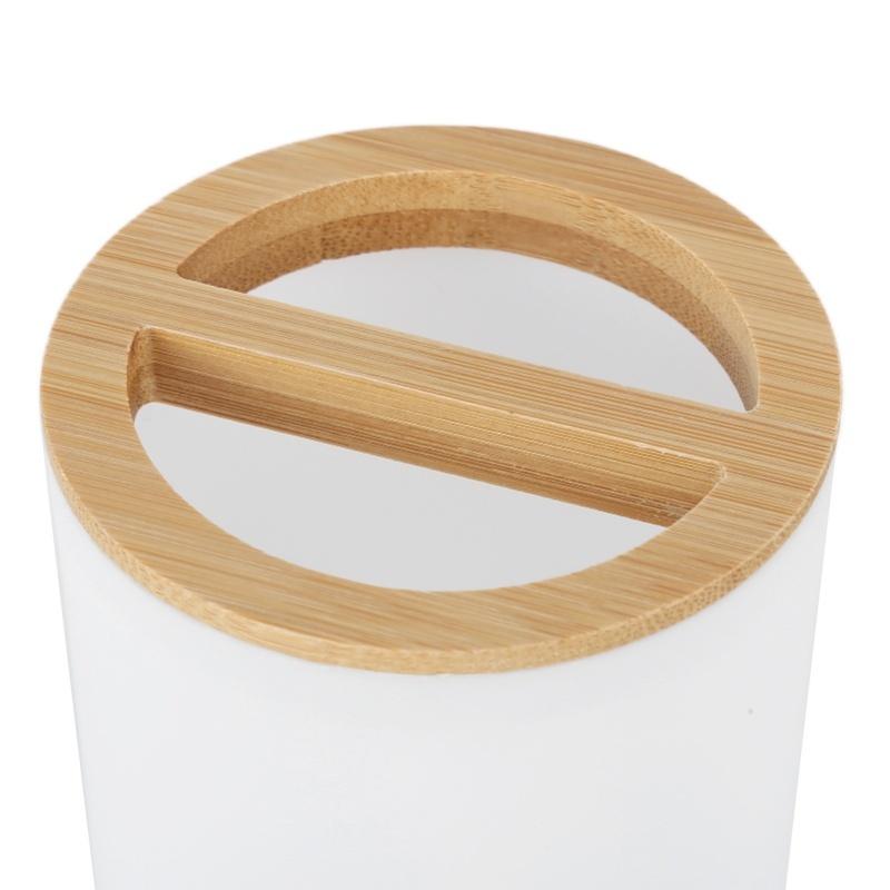 4Pcs Bathroom Accessory Set Bamboo Waterproof Durable Gift Toothbrush Cup For Home HotelWhite