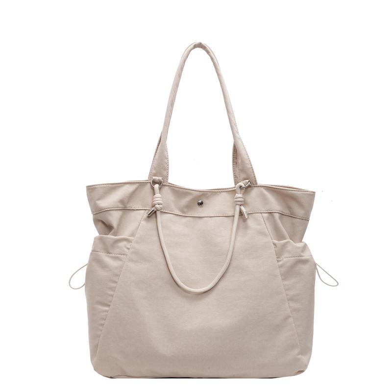 Nylon Tote Bag Women Large Capacity Shoulder Bag with Side Pockets and Adjustable Handle