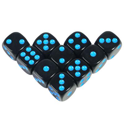 Acrylic 6 Sided Dice 10pcs 16mm Black Round Corner Dice Set with Colored Dots for Board Game Classroom Math Game