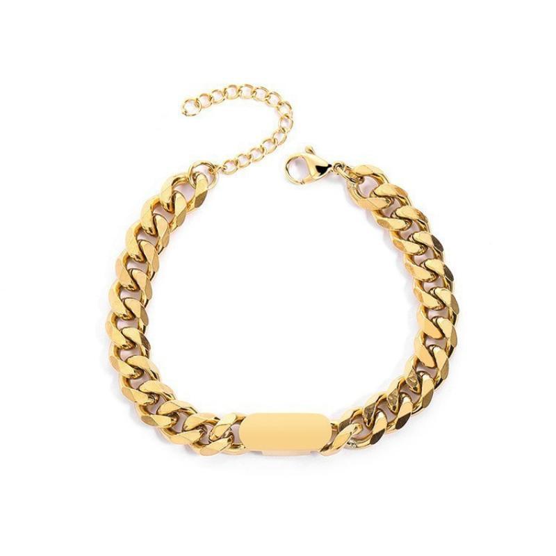 Stainless Steel Cuban Chain Bracelet Fashion Simple Hypoallergenic Jewelry for Men Women Couple Anniversary Gift