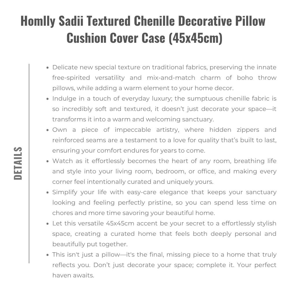 HOMLLY Sadii Teksturowana Poszewka na Poduszkę Dekoracyjną z Chenille (45 x 45 cm) X2SZT