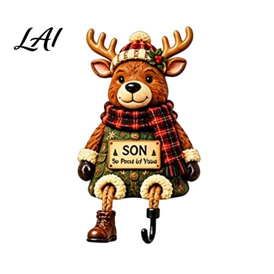 Holiday Decoration Mantel Resin Stocking Holder, Ornament Christmas Sitting Leg Hook, Hanging Figurine Festive