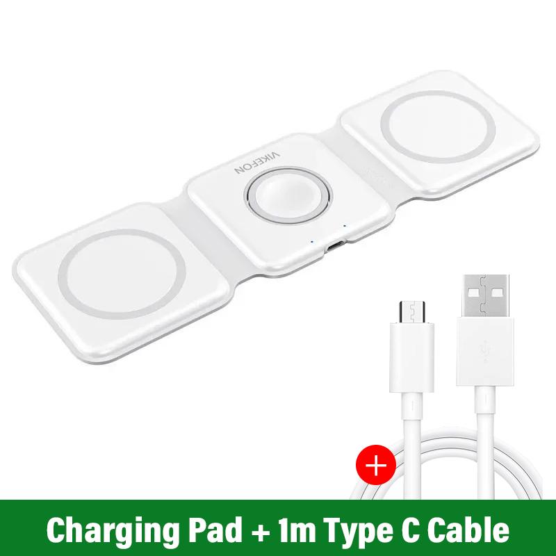 3 In 1 Magnetic Wireless Charger Pad Stand Foldable for iPhone 15 14 13 12 11 Apple Watch AirPods 15W Fast Charging Dock Station