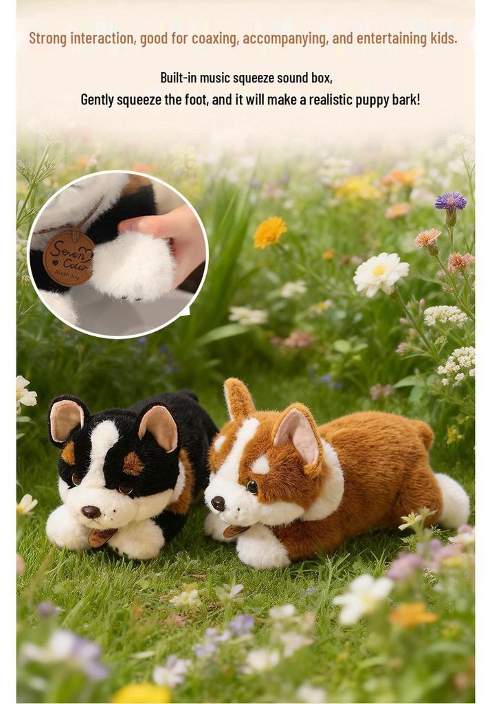 Realistic Corgi Plush Toy Puppy Doll Gift for Kids