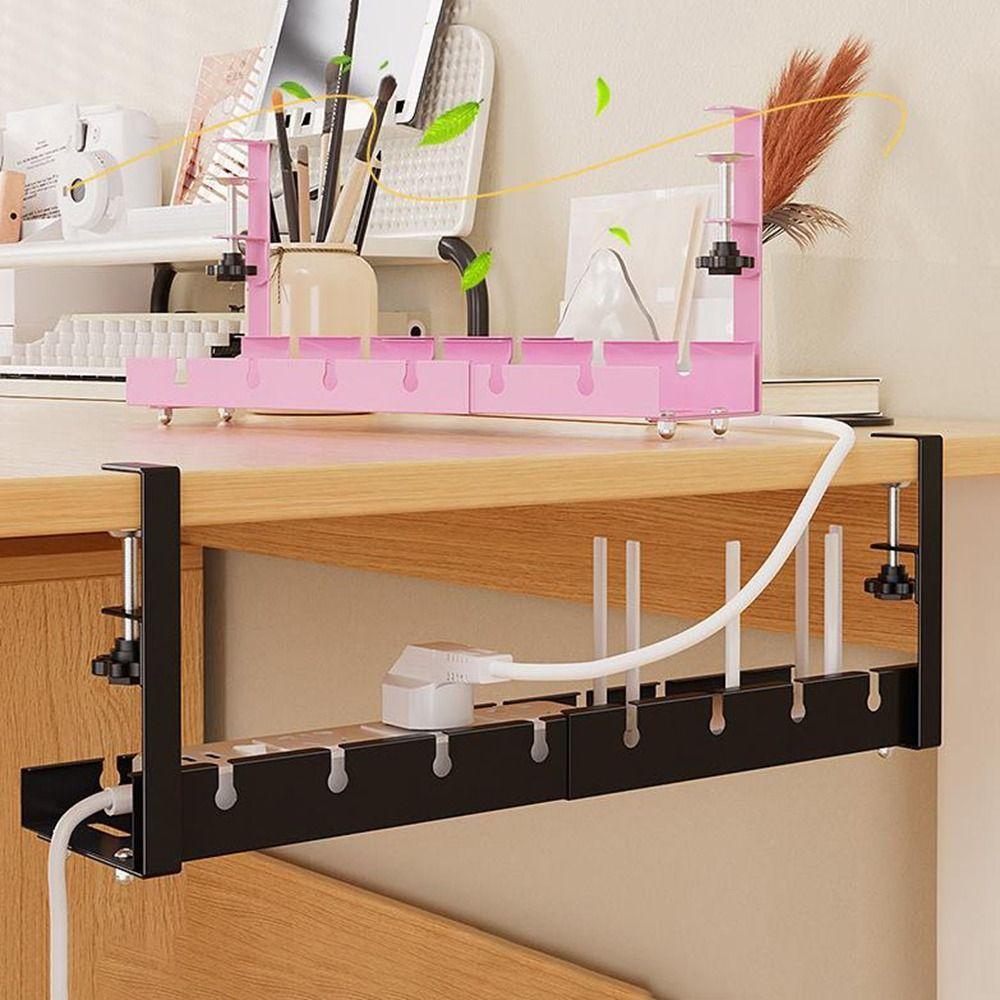 Space Saving Retractable Cable Storage Rack No Drilling Under Desk Cable Shelf  Computer Desk