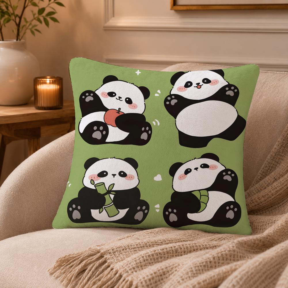 panda Cushion Cover Anti-dustmite Pillowcase Invisible zipper silky short plush Sofa cushion cover