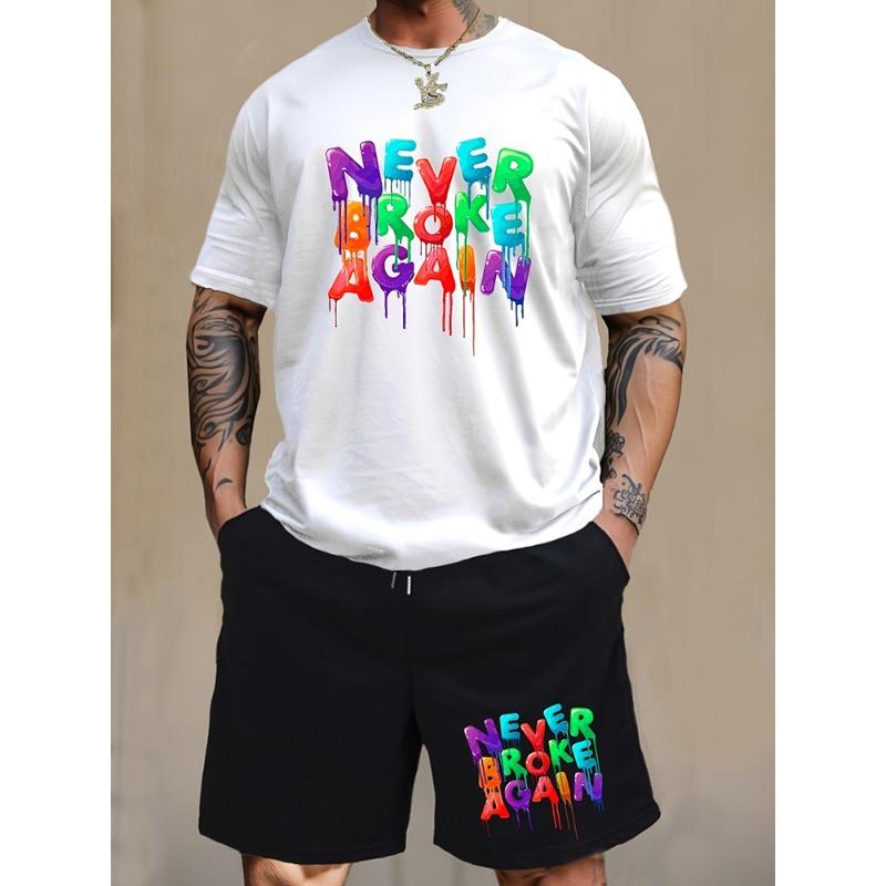 Men's Casual Outfit Set Yellow Duck Print Men's T-shirt & Beach Shorts Set Summer Short-sleeved Street Fashion Sports Shorts