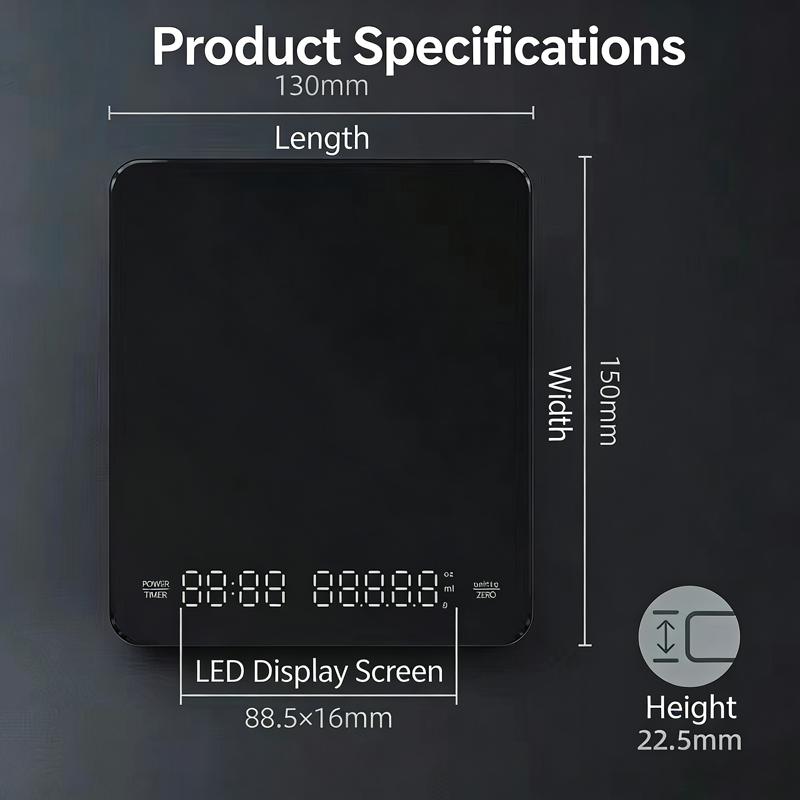 3kg/0.1g High-precision Electronic Coffee Scale with Timer LED Display USB Charging Professional Kitchen Scale Coffee Tools