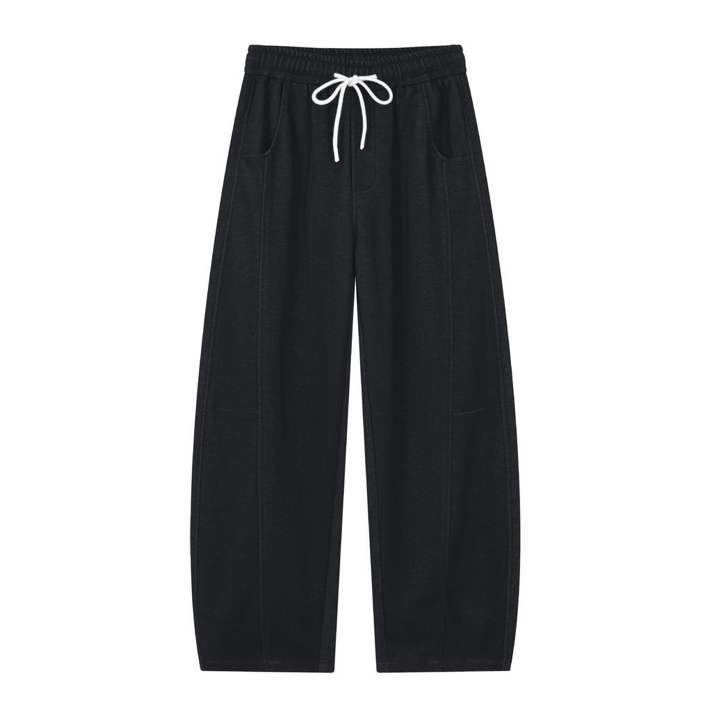 American Retro Trendy Brand Splicing Scimitar Casual Pants Men's New Loose Wide Legs Solid Color Simple Long Pants