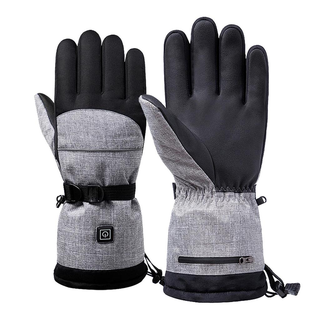 Winter Smart Heated Gloves: Three-Level Temperature Control, Waterproof, Cold-Proof, Rechargeable, Five-Finger Design for Outdoor Cycling.
