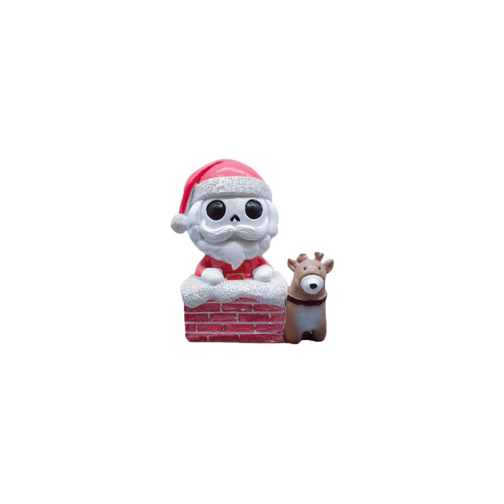 Christmas Gnome Garden Decoration Set with Skeleton and Snowman - Holiday Scene Figure