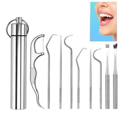 Stainless Steel Toothpicks Pocket Set Portable Floss Pick Reusable Metal Toothpicks Tooth CleaningTool Kit With Storage Tube