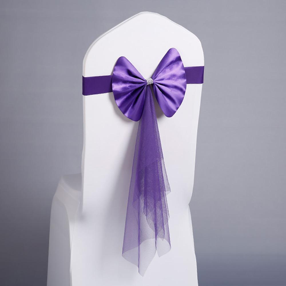 1Pcs Multi Color Chair Bandage Bowknot with Elastic Band Chair Sash Decoration Bow Knot Tie Wedding Chair Ribbon
