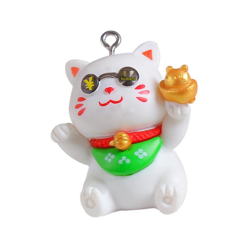 Lucky Cat Keychain Set: 6 Cute Kitten Resin Pendants - DIY Bag Charms and Small Gifts.