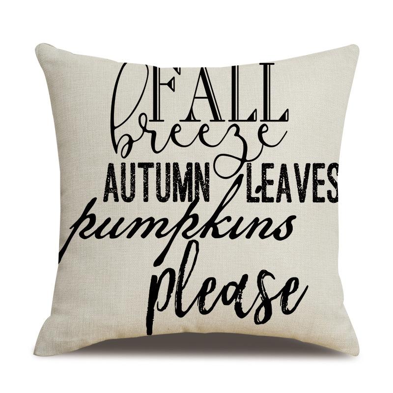 Thanksgiving Linen Pillowcase Autumn Pumpkin Print Pillow Cushion Cover