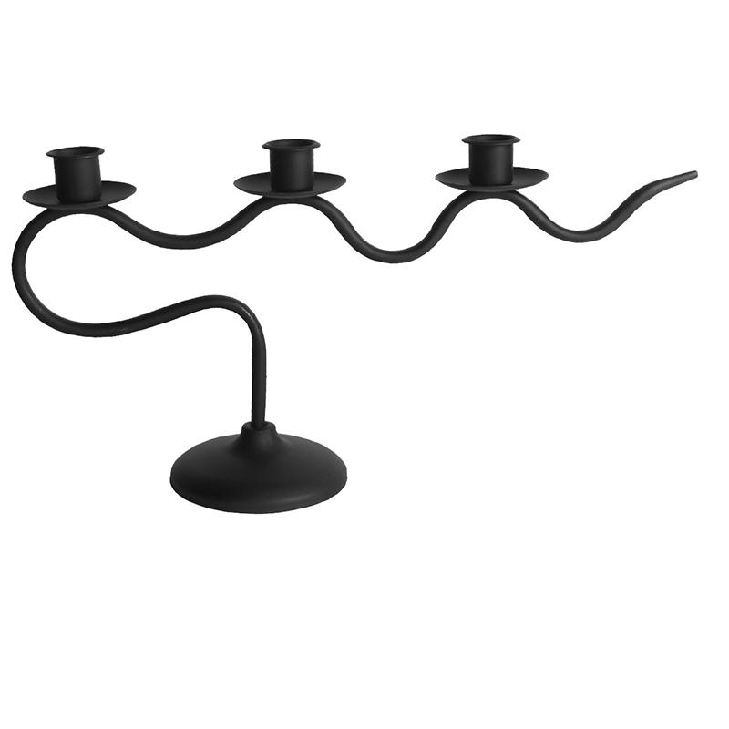 1Pc Three Hole European Style Candlestick Candlelight Dinner Wavy Party Wedding Iron Art Candle Base Dining Decoration