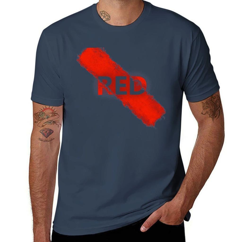 Red Poster Design Tshirt Large Size Basic Casual Tshirt