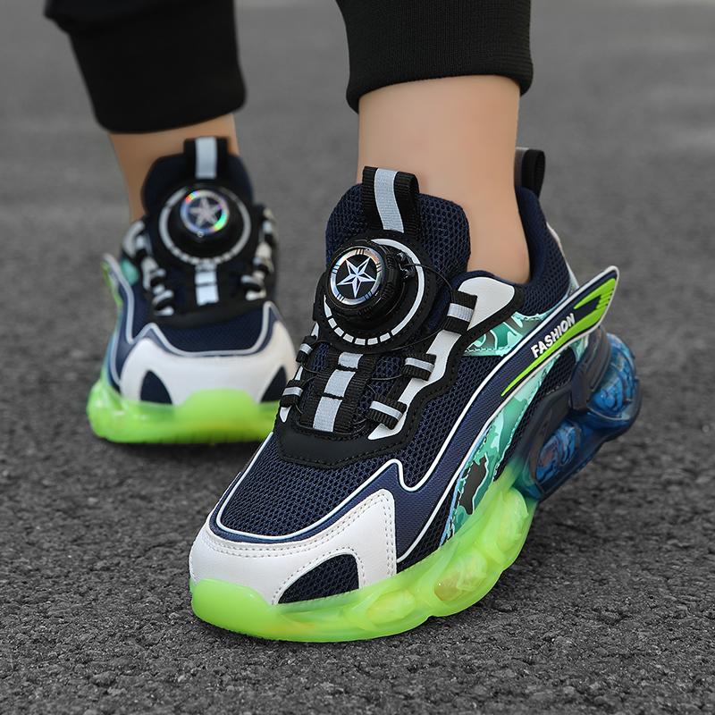 Boys' Shoes Spring Children's Non-slip Breathable Mesh Leather All-match Boys Sports Running Shoes