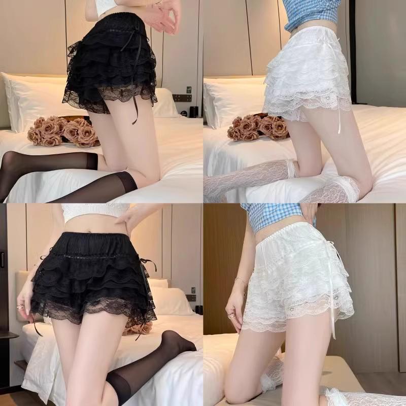 Women's Breathable Five-Layer Lace Puffy Mini Skirt Leggings - Anti-Exposure Summer Pumpkin Pants