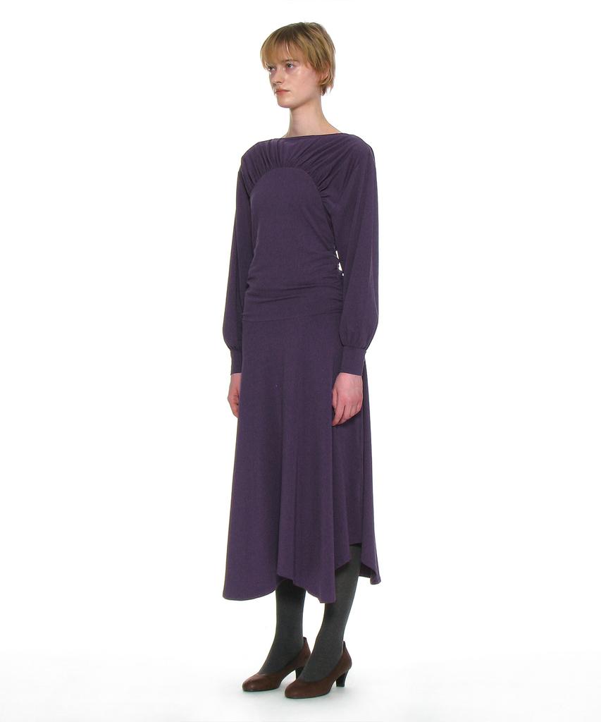 Partimento Woman Shirred Jersey Asymmetrical Dress_Plum