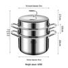 Stainless Steel 3-Layer Steamer Pot, Large Capacity Soup and Steam Cooker