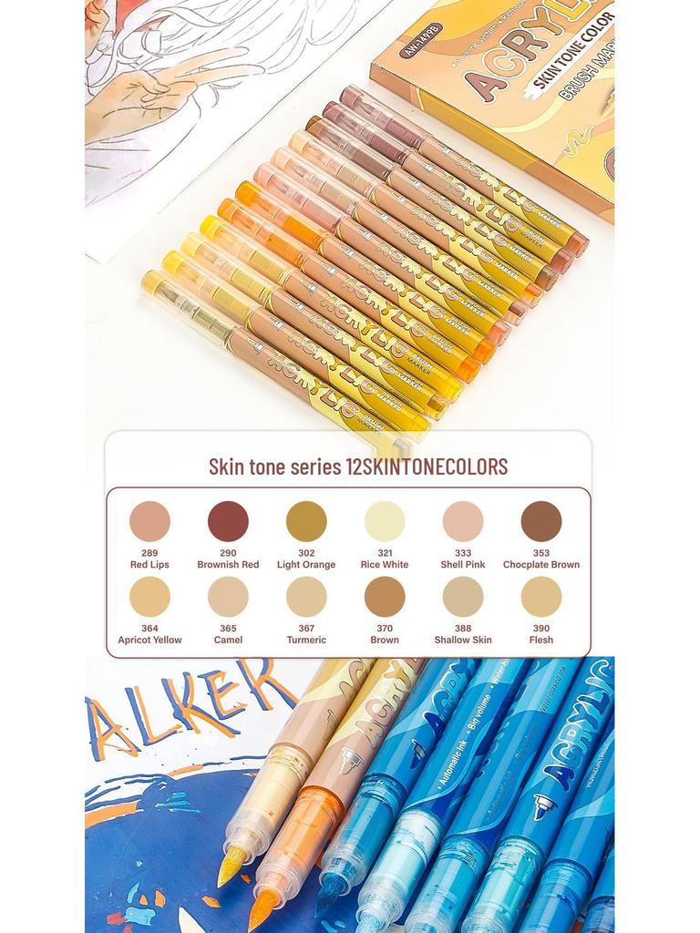 Weiche Acryl-Marker Stifte Set für Anime Hauttöne und Macaron Farben - Ideal für Kunstprojekte von Grundschülern