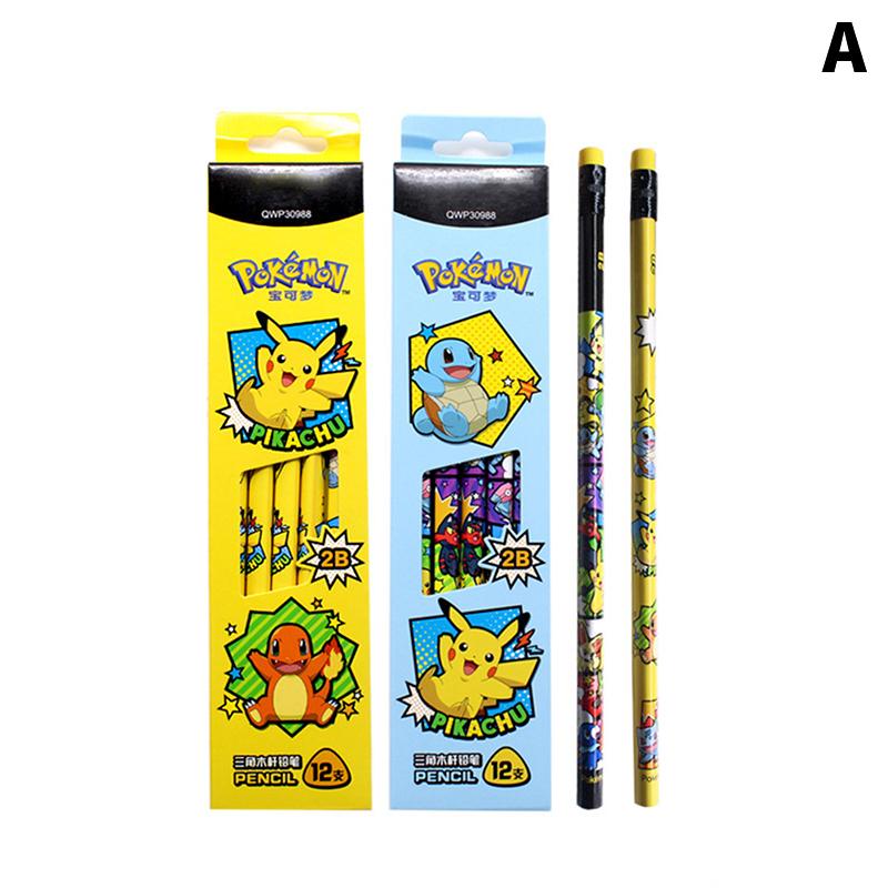 

12Pcs Pikachu Pokemon Anime Stationary Set Cartoon Pencil Ruler Eraser Pencil