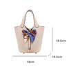 Lychee-Pattern Tote Bag Large Capacity Shoulder/Crossbody Bag Bow Buckle Detail Everyday PU Fashion Handbag for Women