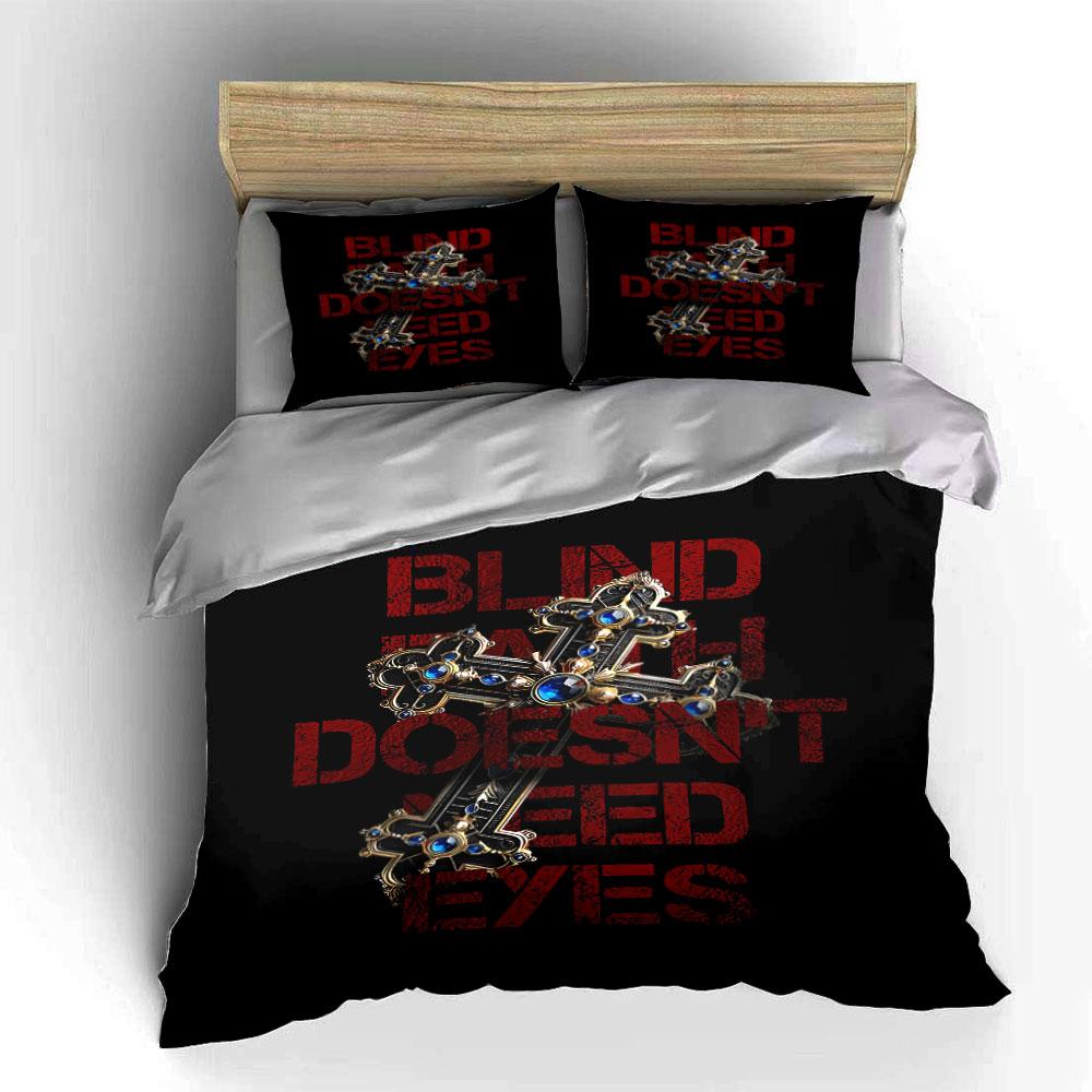 Cross and Text Design Bedding Bedding Duvet Cover Set Duvet Cover Pillowcases (1 * Duvet Cover 2 * Pillowcases, without duvet insert)