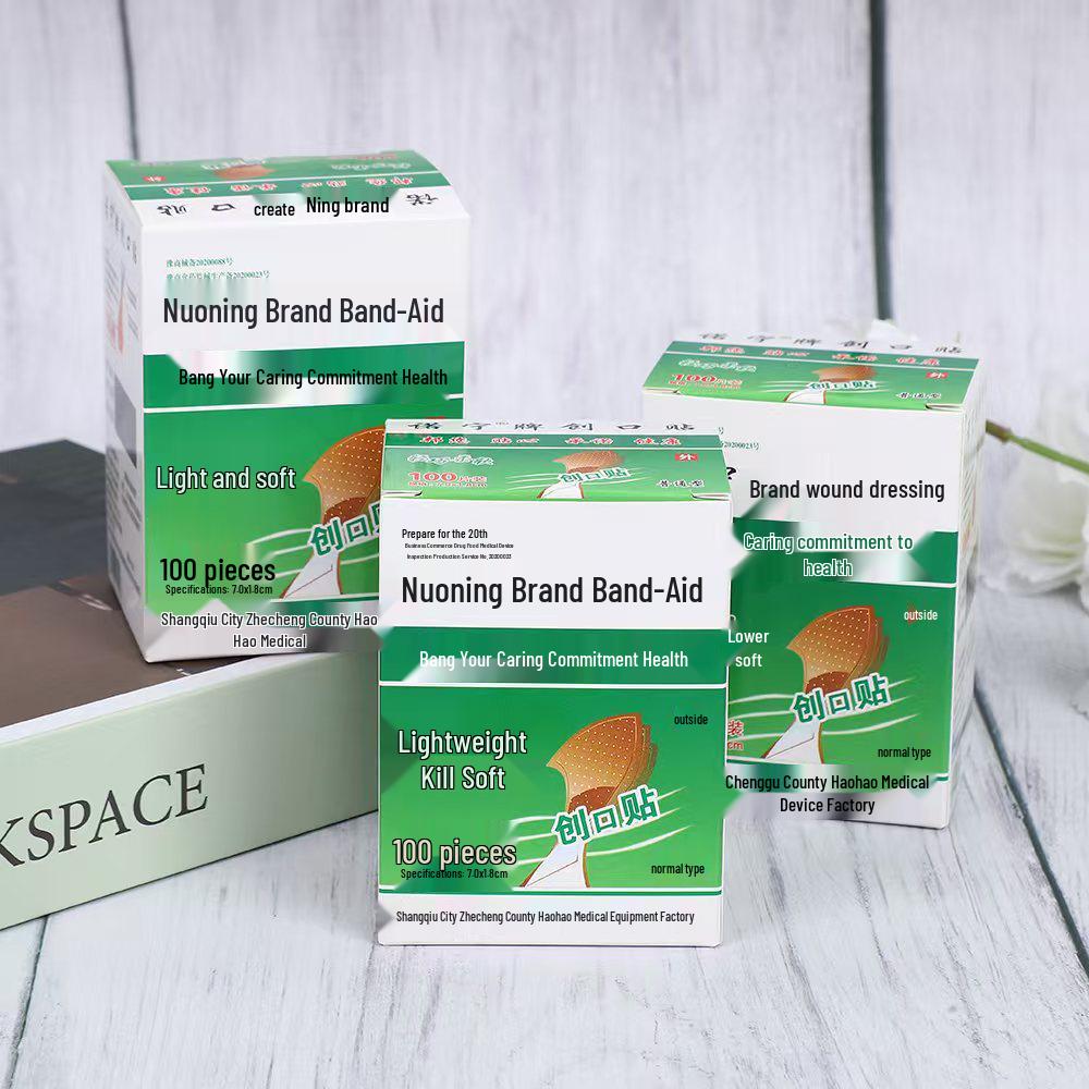 Nuoning Waterproof Breathable Band-Aids, 100 Count - Anti-Abrasion Disposable Wound Dressings
