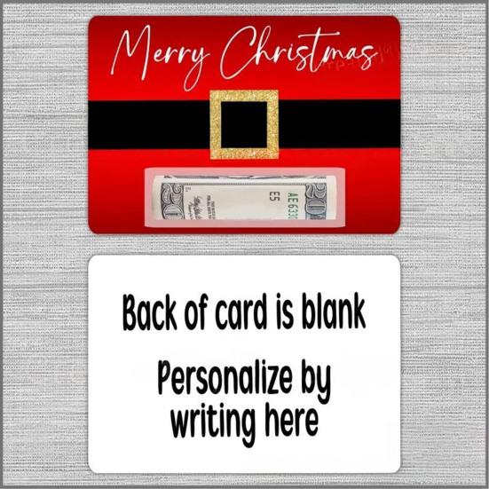 Vánoční obálka na peníze s motivem Santa Clausova pásku, sváteční přání s designem červené šerpy, sezónní přání k svátkům na dárky a peněžní dárek