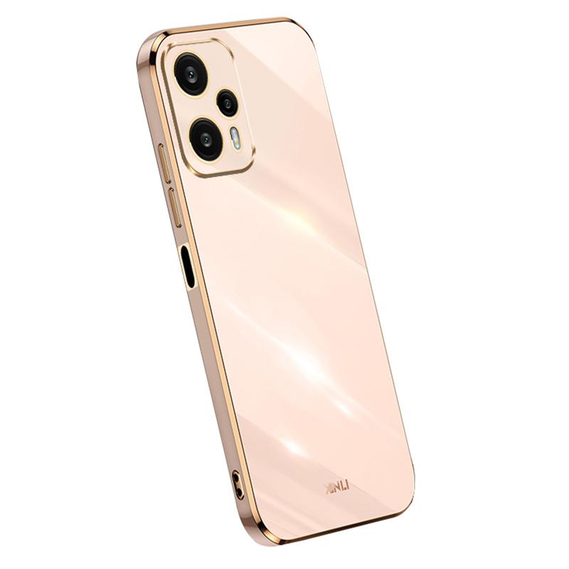 

XINLI For Xiaomi Redmi Note 12 Turbo/Poco F5 5G Precise Lens Cut-out TPU Phone Case Electroplated Drop-proof Cover Pink
