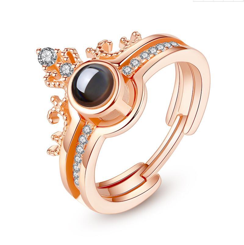 Douyin 100 Language 'I Love You' Crown Ring: Love Memory Confession, Detachable Design