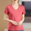 Women's Solid Color Casual V-neck Sim Ple Short-sleeved T-shirt Female Top