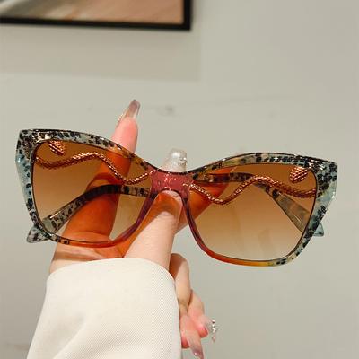 Damskie okulary przeciwsłoneczne typu kocie oko o dużych rozmiarach Nowe Stylowe Gradientowe Odcienie Dekoracyjne Outdoor Modne Luksusowy Markowy Design Okulary Przeciwsłoneczne