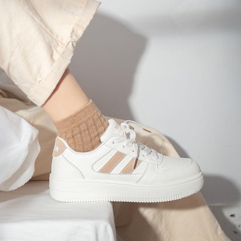 

Leather white shoes women s autumn new girls versatile board shoes platform casual sports shoes 35 светло-коричневого