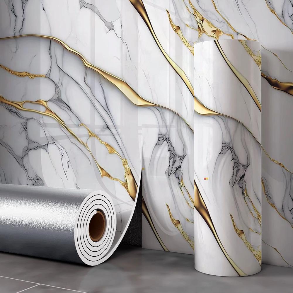 Vergoldete wasserfeste Wandaufkleber im Marmorstil für TV-Hintergründe